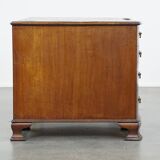 Antique wooden English desk from the late 19th century with a leather top