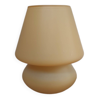 Mushroom lamp in yellow frosted glass