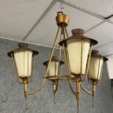 Lustre en laiton doré, vers 1950