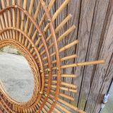 Miroir rotin année 50/60