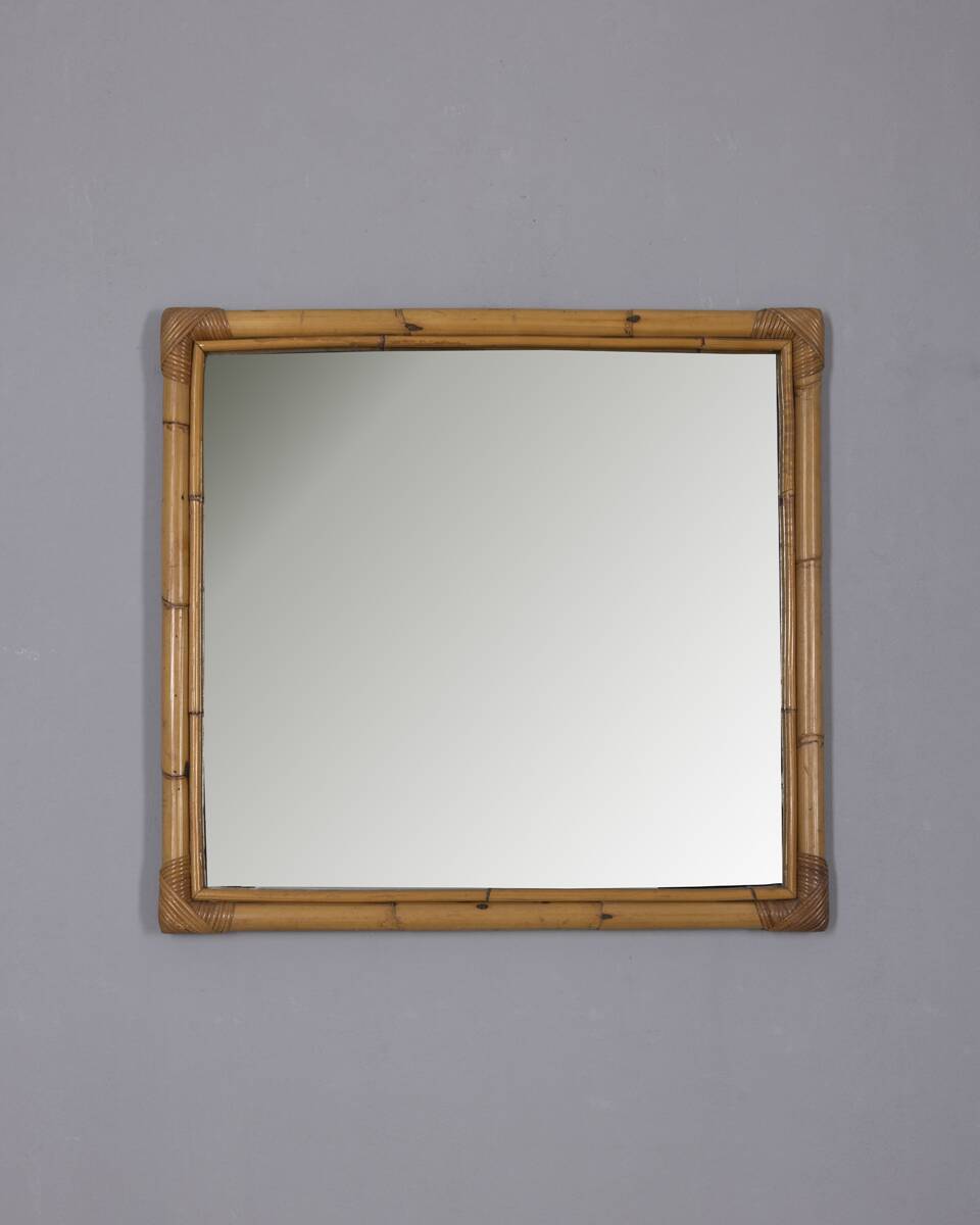 Vintage 1960s Italian design bamboo wall mirror