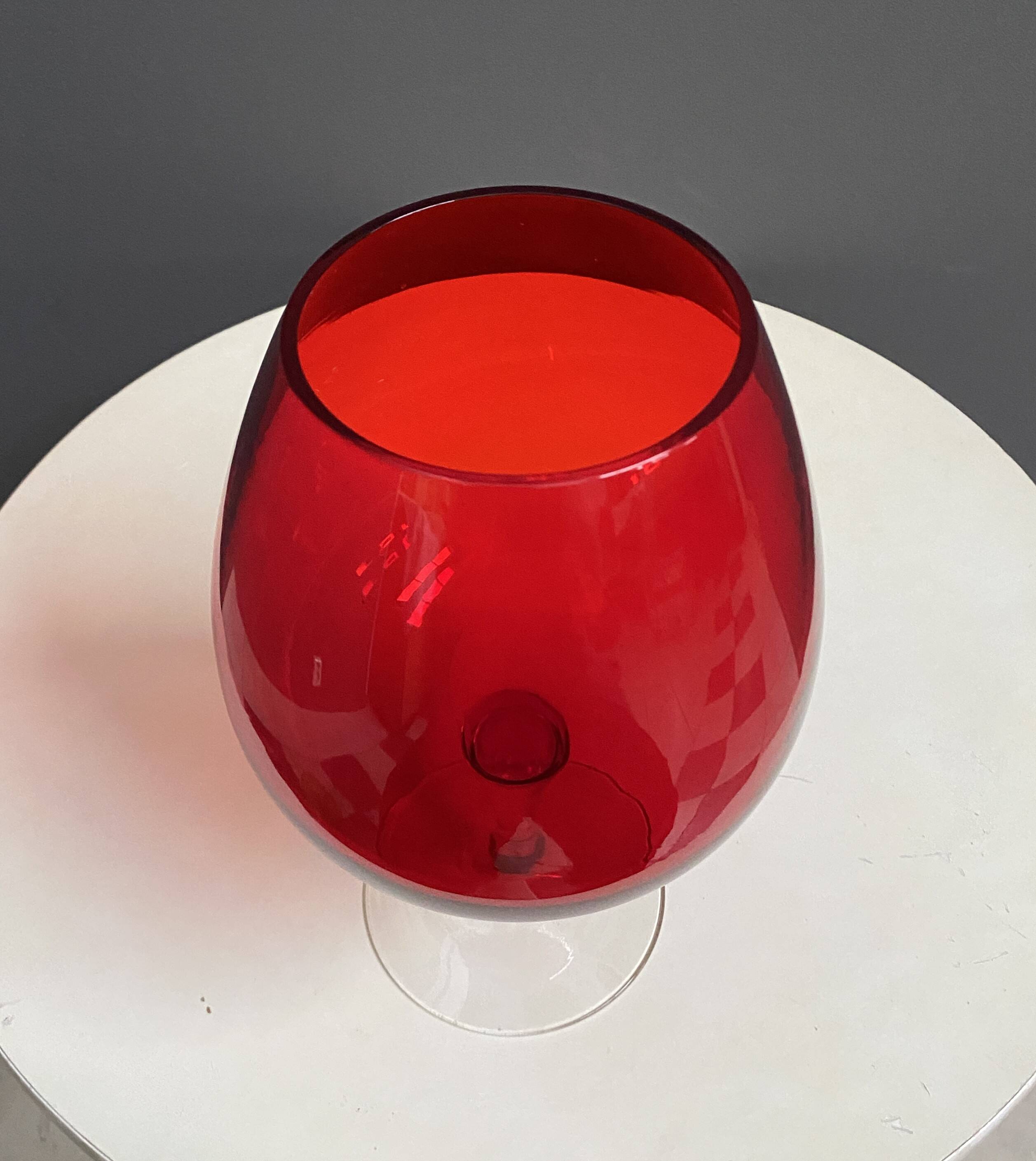 Empoli red large glass shape vase 1960s