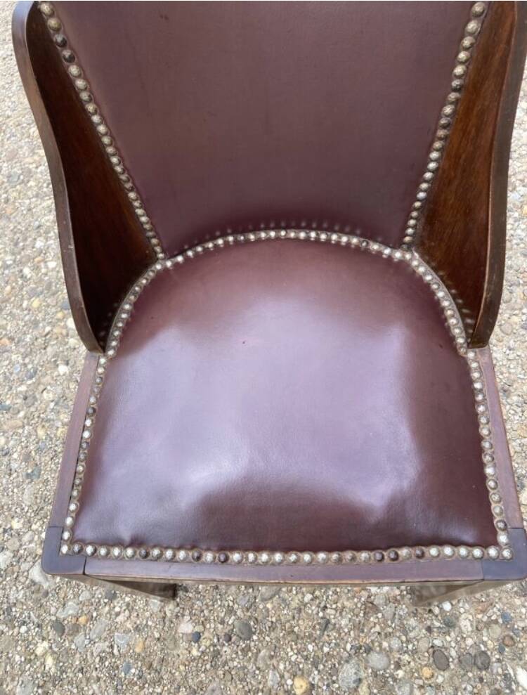 6 art deco chairs with leather seats
