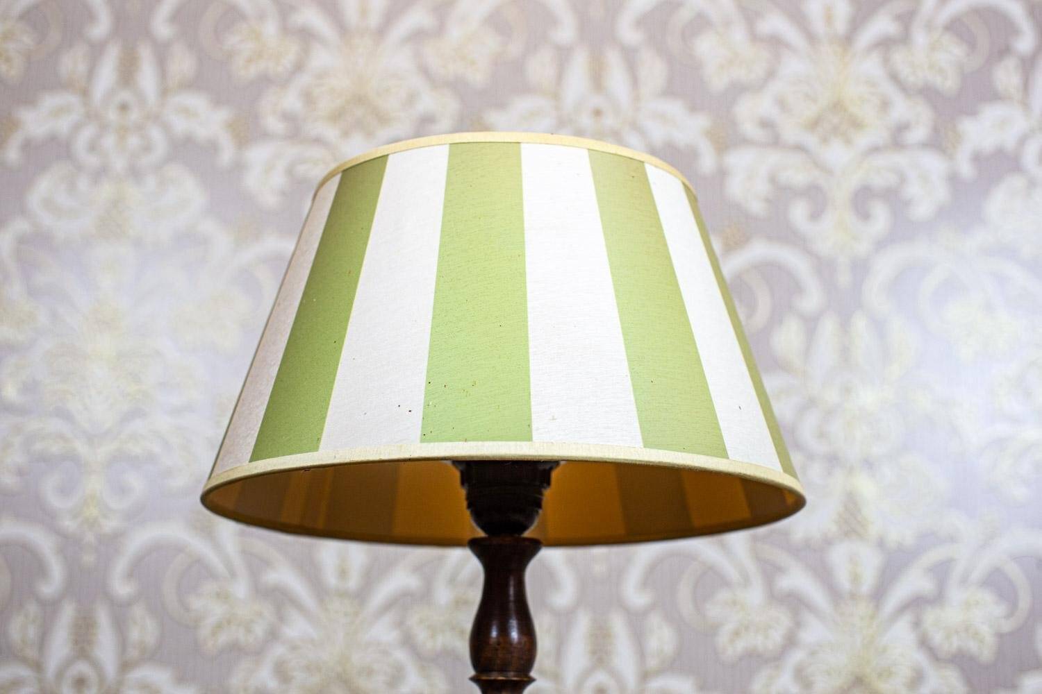 Electric Table Lamp with Green-White Shade, 1950s