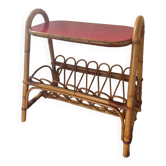 Table d’appoint avec porte revue bambou années 70