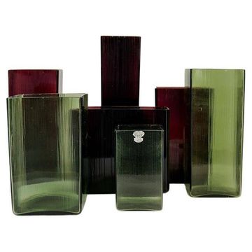 Mid-Century Collection of Seven "Ice" Vases by Gullaskruf, Sweden, 1960s
