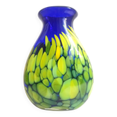Vase bleu Cobalt avec inclusion de jaune Hauteur 33 cm