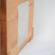 Vintage Wooden Table Lamp with Geometric Marquetry Inlay – Fabric Lampshade