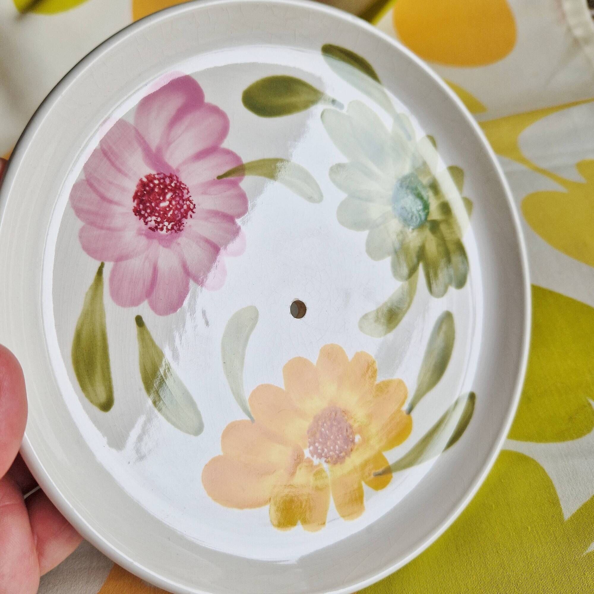 Digoin vintage serving plate cake stand, marguerite model, hand painted