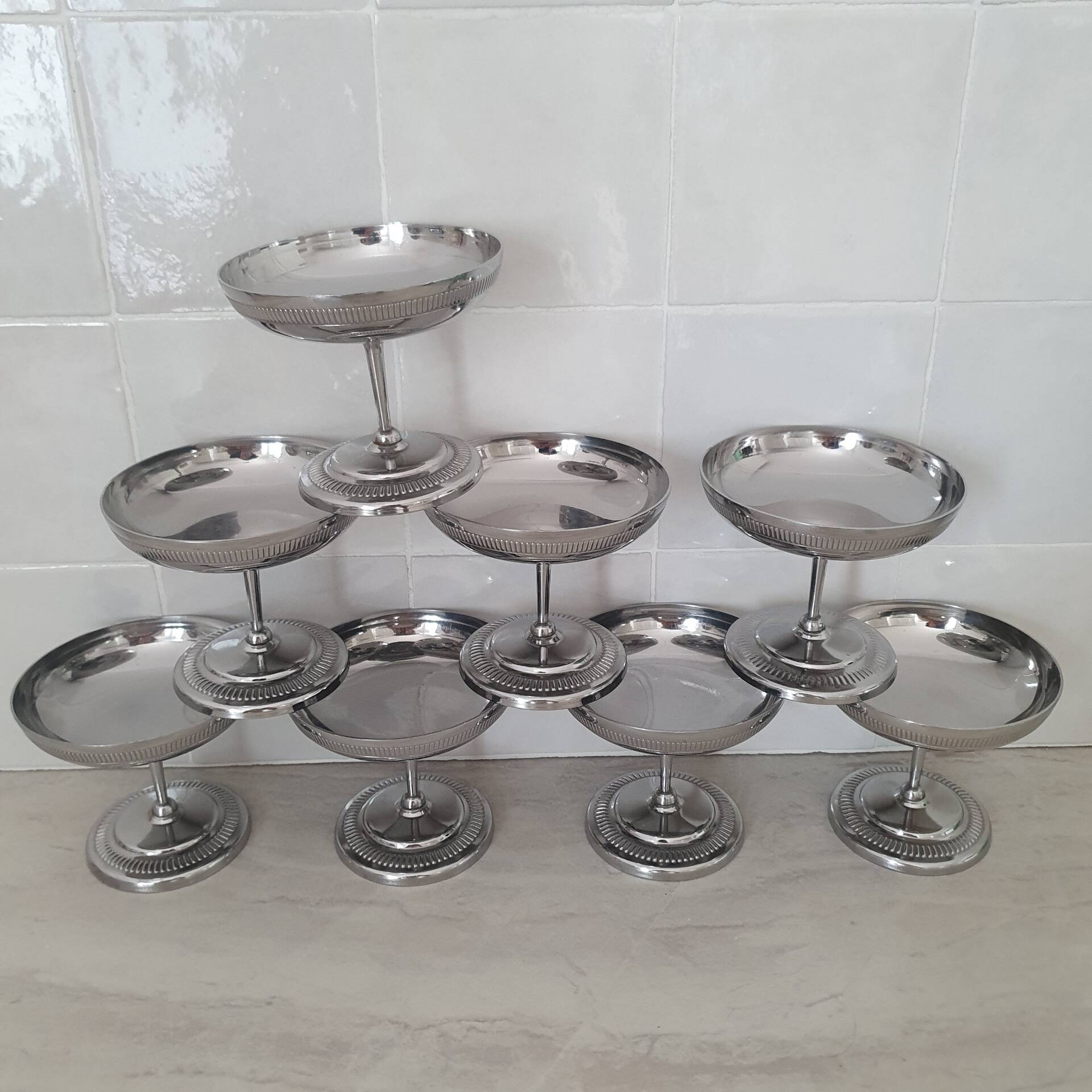 8 stainless steel 18/10 FCA style Létang and Rémi Jean Couzon cups