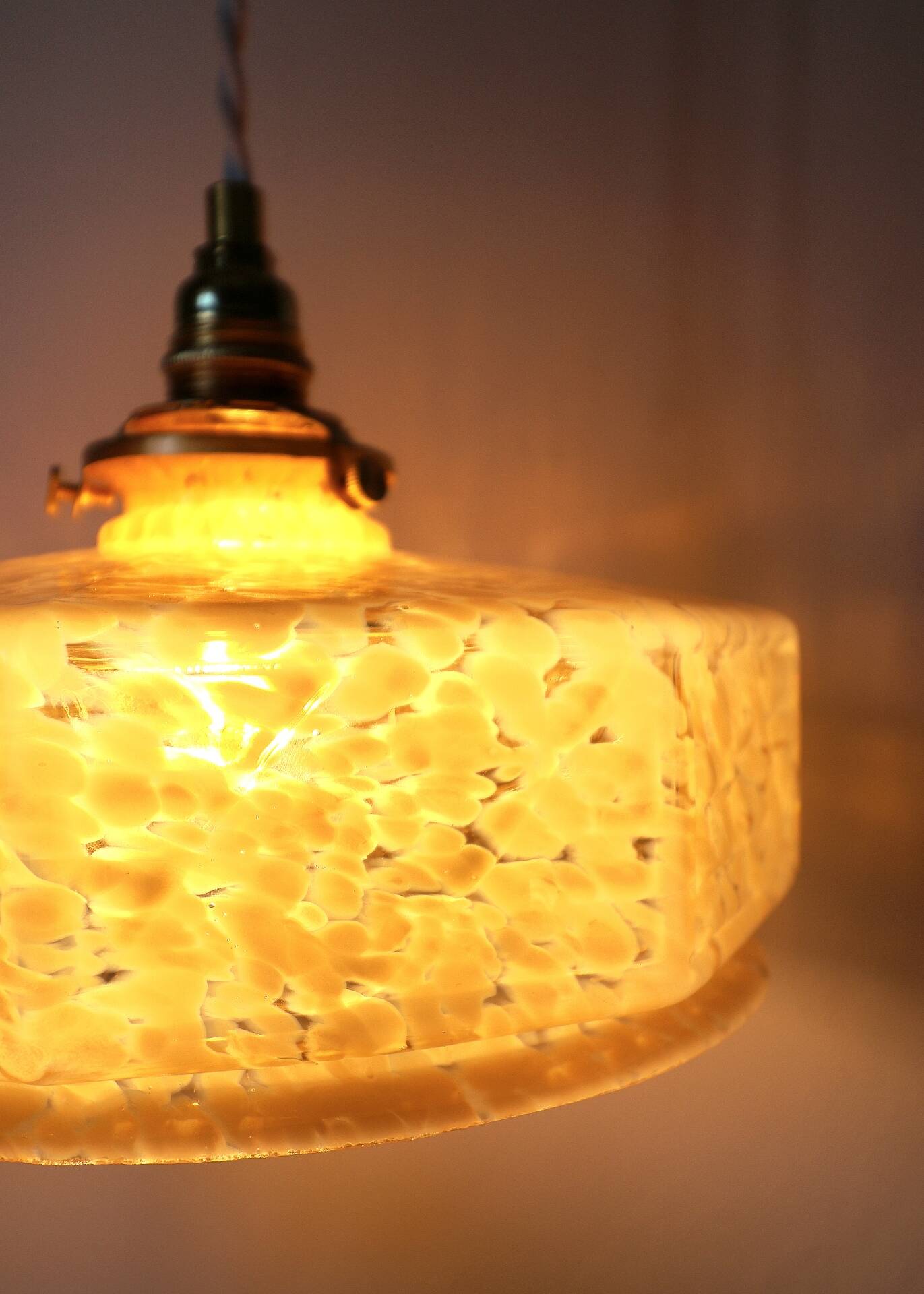 Vintage Art Deco yellow Clichy glass pendant light