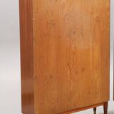 Vintage teak bookcase several adjustable levels 1960 suede