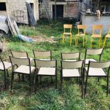 Set of 10 school chairs years '70 white