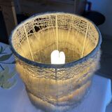 Turned wood table lamp