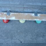 Wall coat rack with 3 hooks in different colors from the 1950s