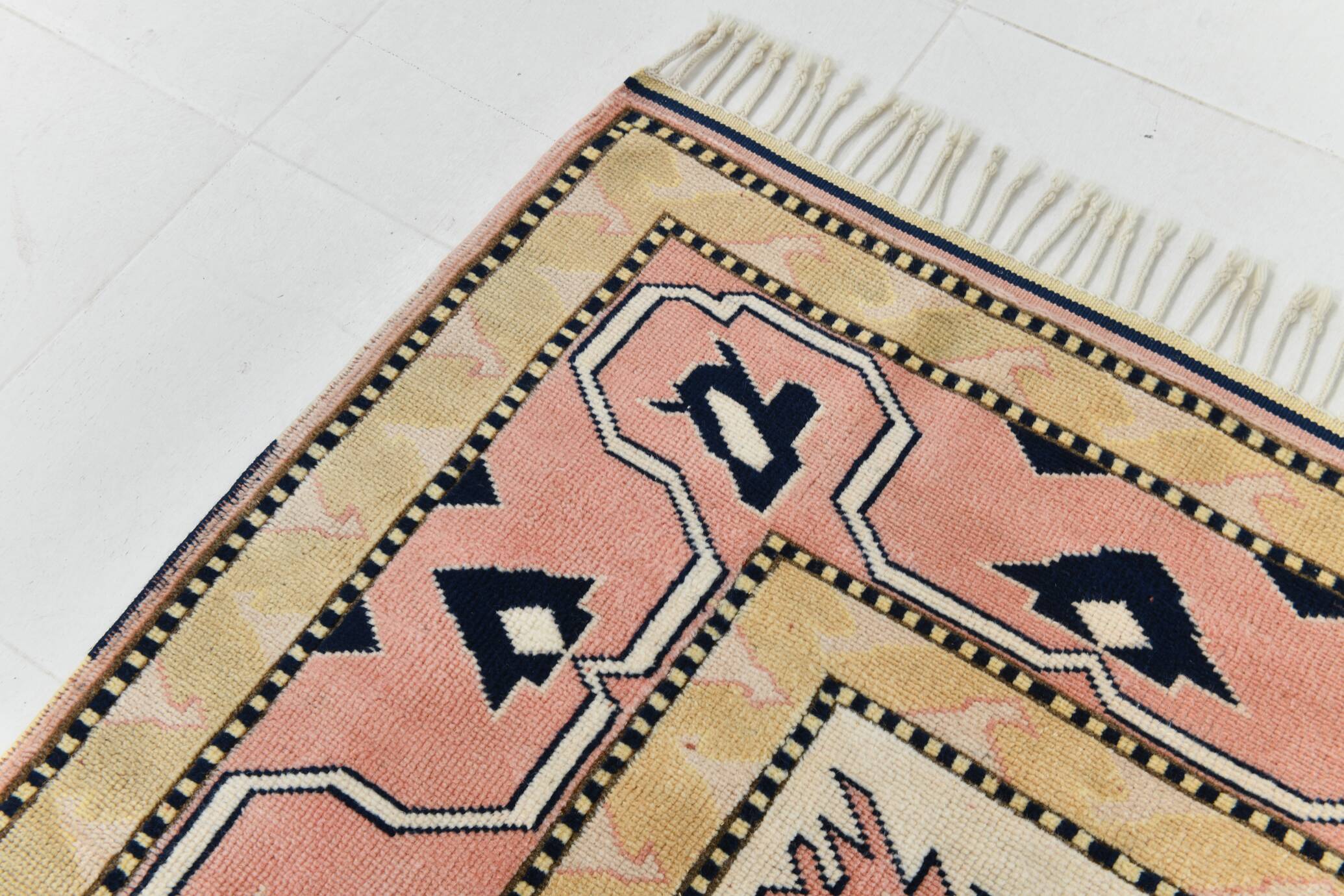 6x8 Pink & Navy Blue Oriental Vintage Rug, 186x247Cm