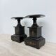 Antique French black marble cassoulets gilt decor pedestals neoclassical pair, 1900s