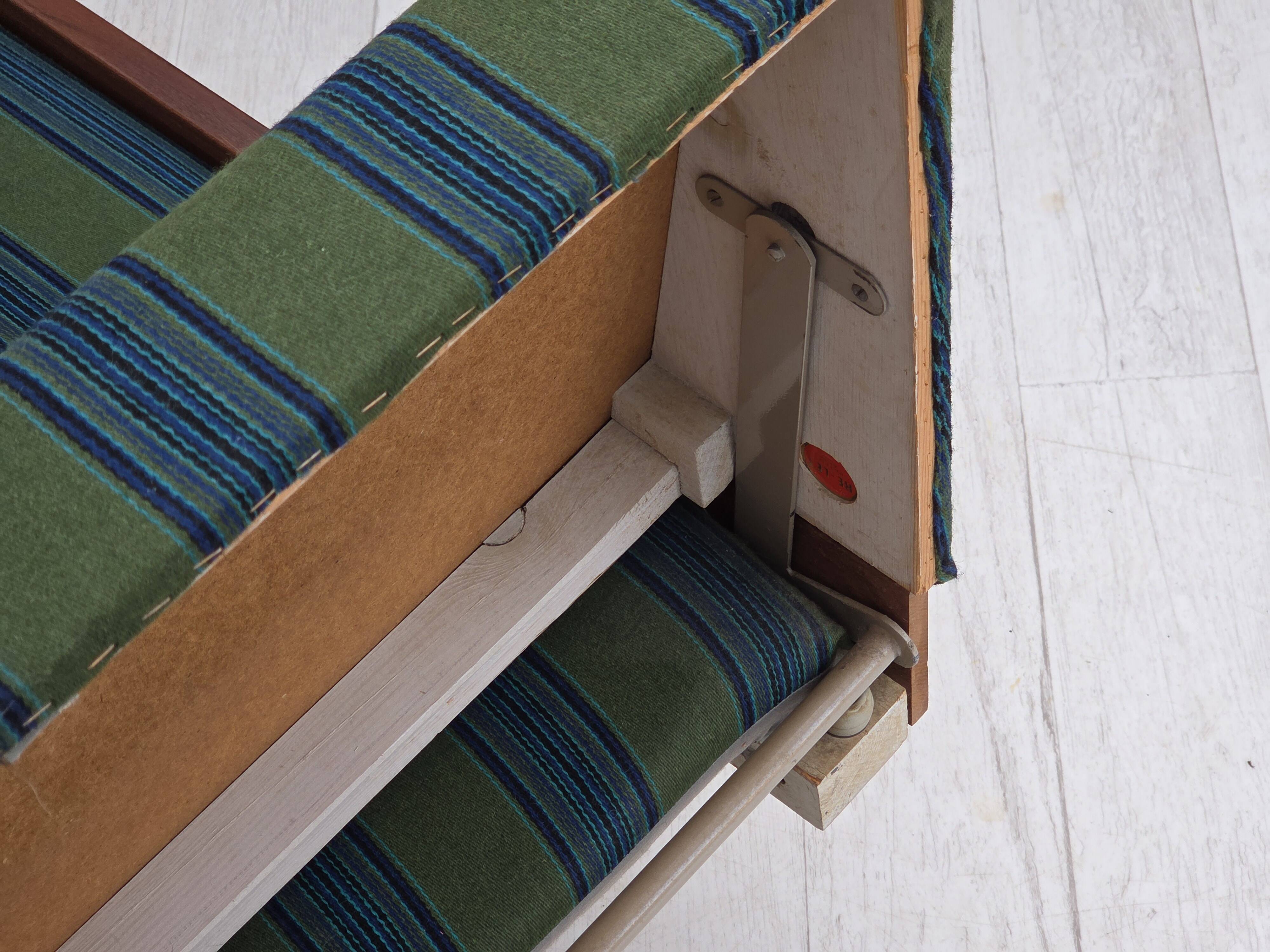 1970s, Danish daybed, furniture wool, solid teak wood, original condition.