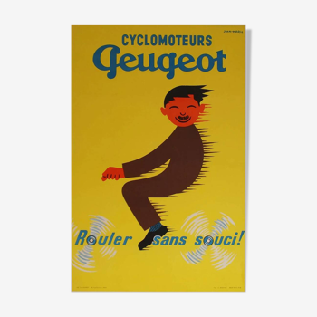 Affiche originale Cyclomoteurs Peugeot par Jean Marie 1950 - Grand Format - On linen