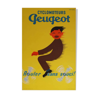 Affiche originale Cyclomoteurs Peugeot par Jean Marie 1950 - Grand Format - On linen