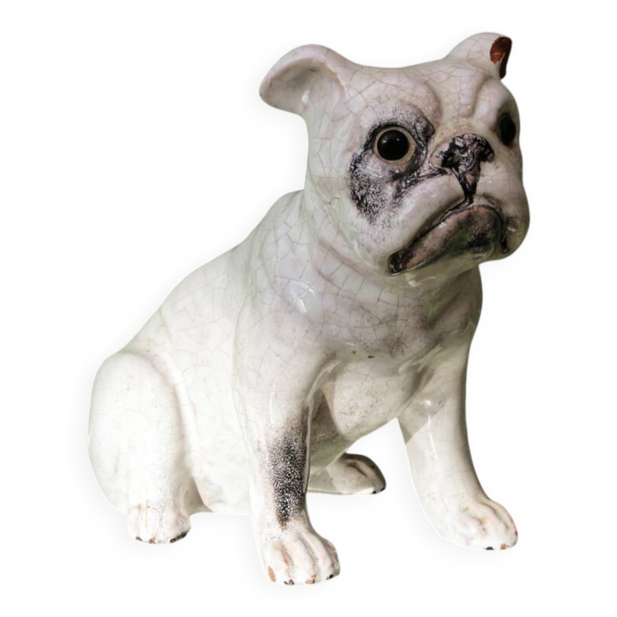 Chien, bouledogue, en terre cuite de Bavent