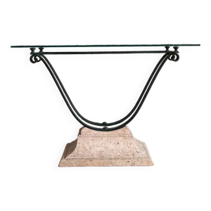 Console en verre et métal - patine