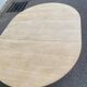 Renovated Scandinavian dining table in solid oak with a central leg from the 1970s.