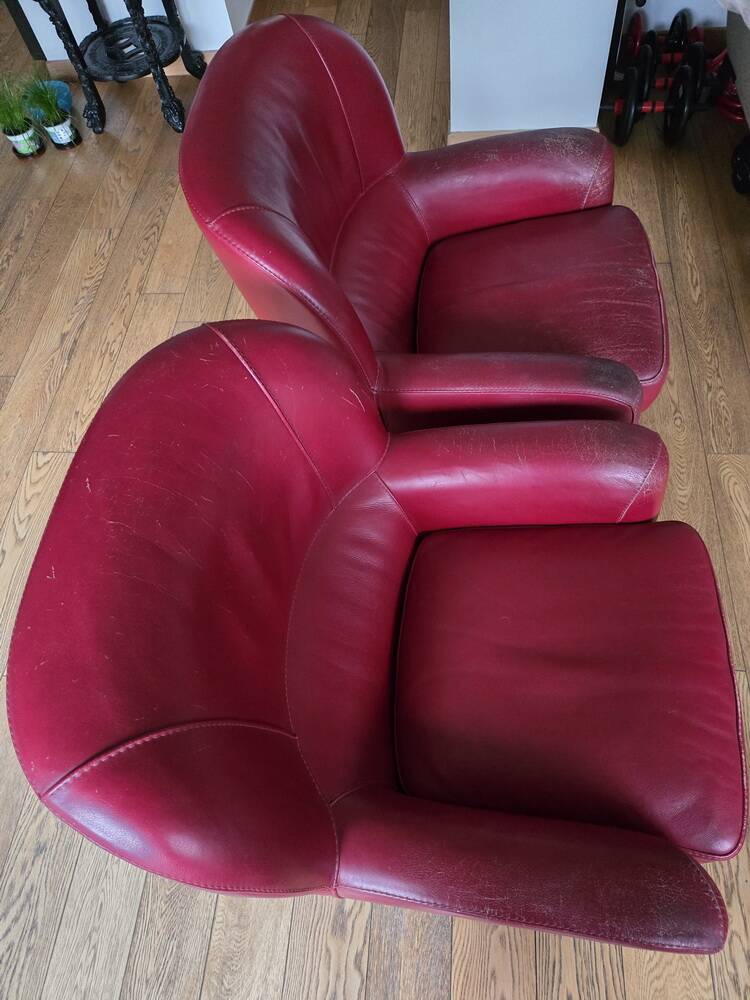 Roche Bobois Club Chairs Full Grain Leather