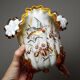 Antique tripodal opaline vase, enamelled, 19th-20th century Victorian style.