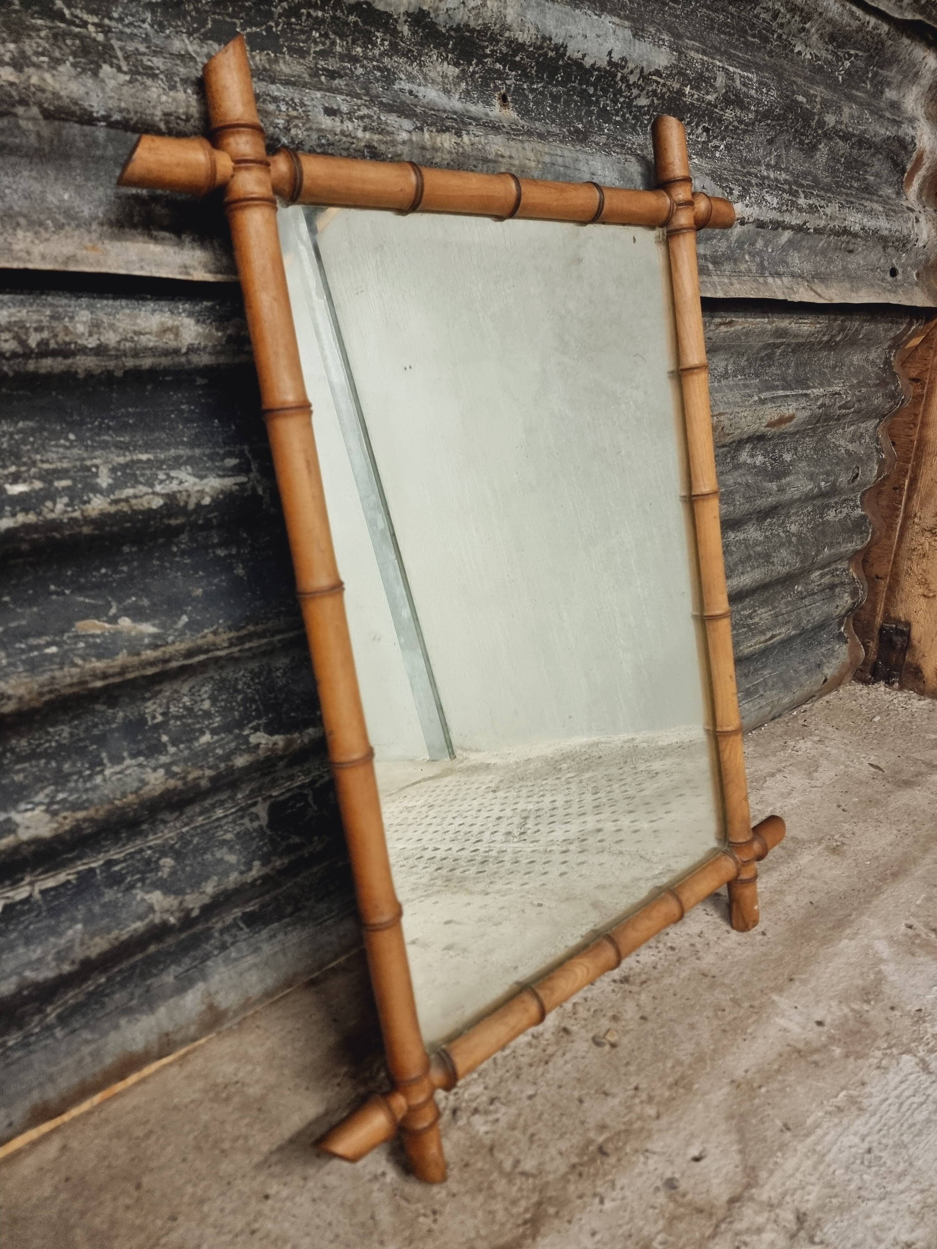 Antique Faux bamboo mirror 73 x 95 cm