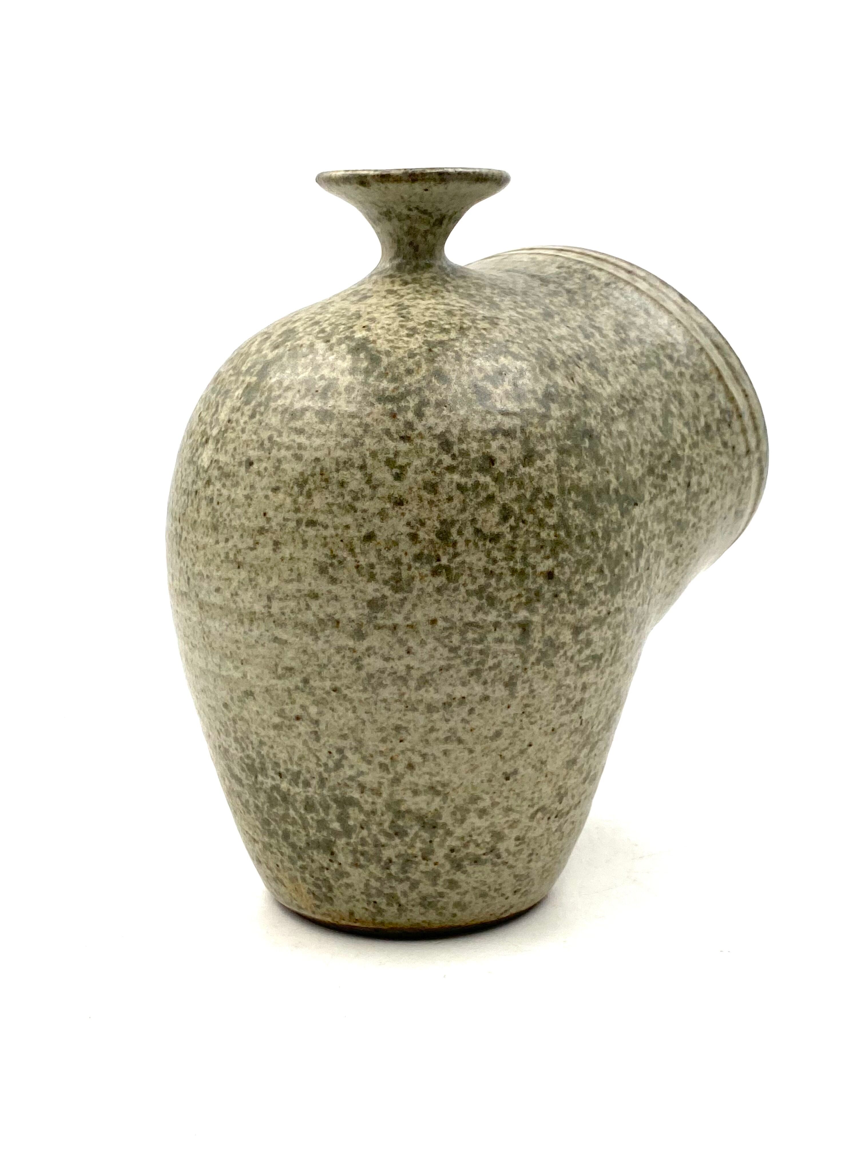 Organic green ceramic vase, France 1960s