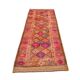 Long Tapis Couloir Vintage Orange et Fuchsia à Motifs Géométriques,91x278Cm