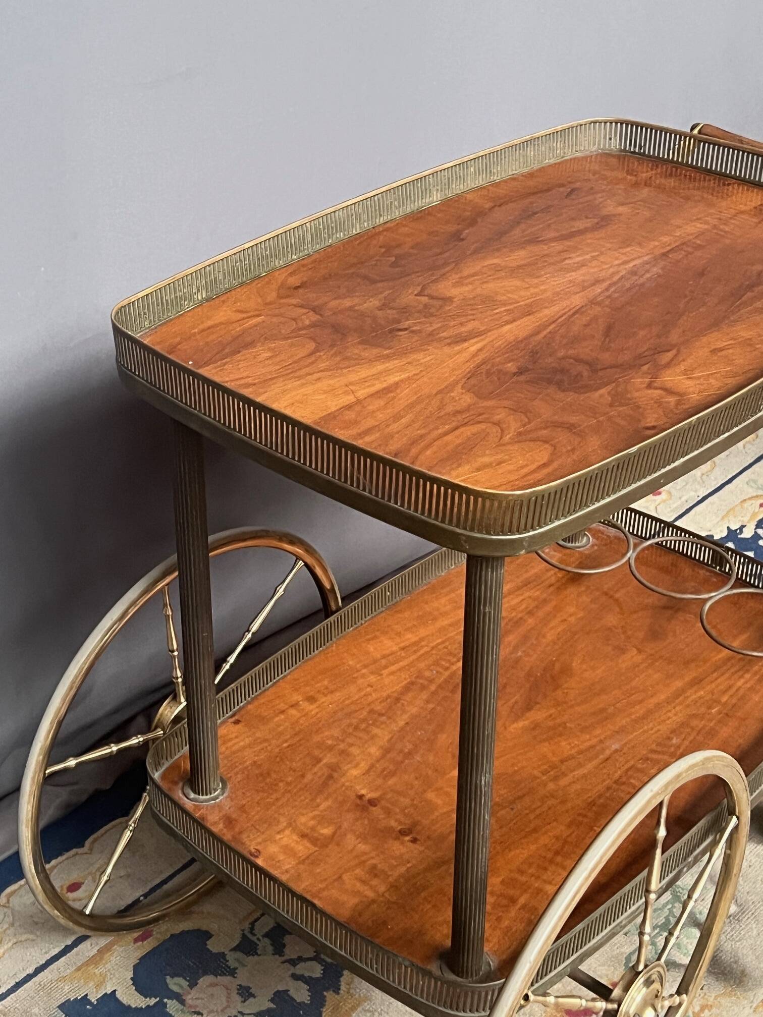 Service trolley. Bronze, brass, wood.