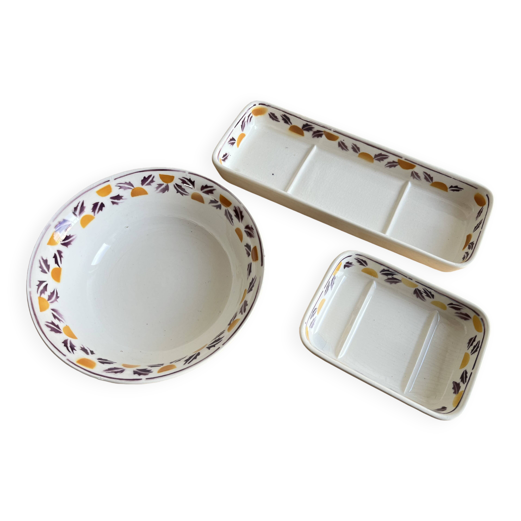 Bathroom set / earthenware soap dish Digoin Sarreguemines
