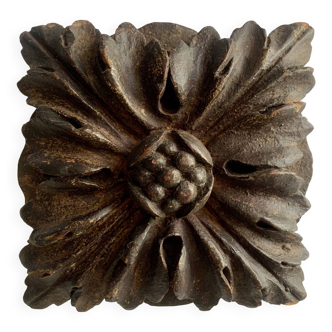 16th century square carved wooden ornament