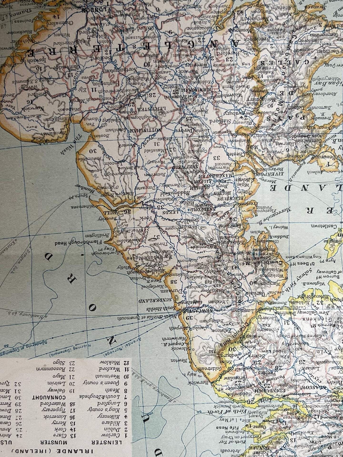 Carte ancienne Îles Britanniques 54x37cm