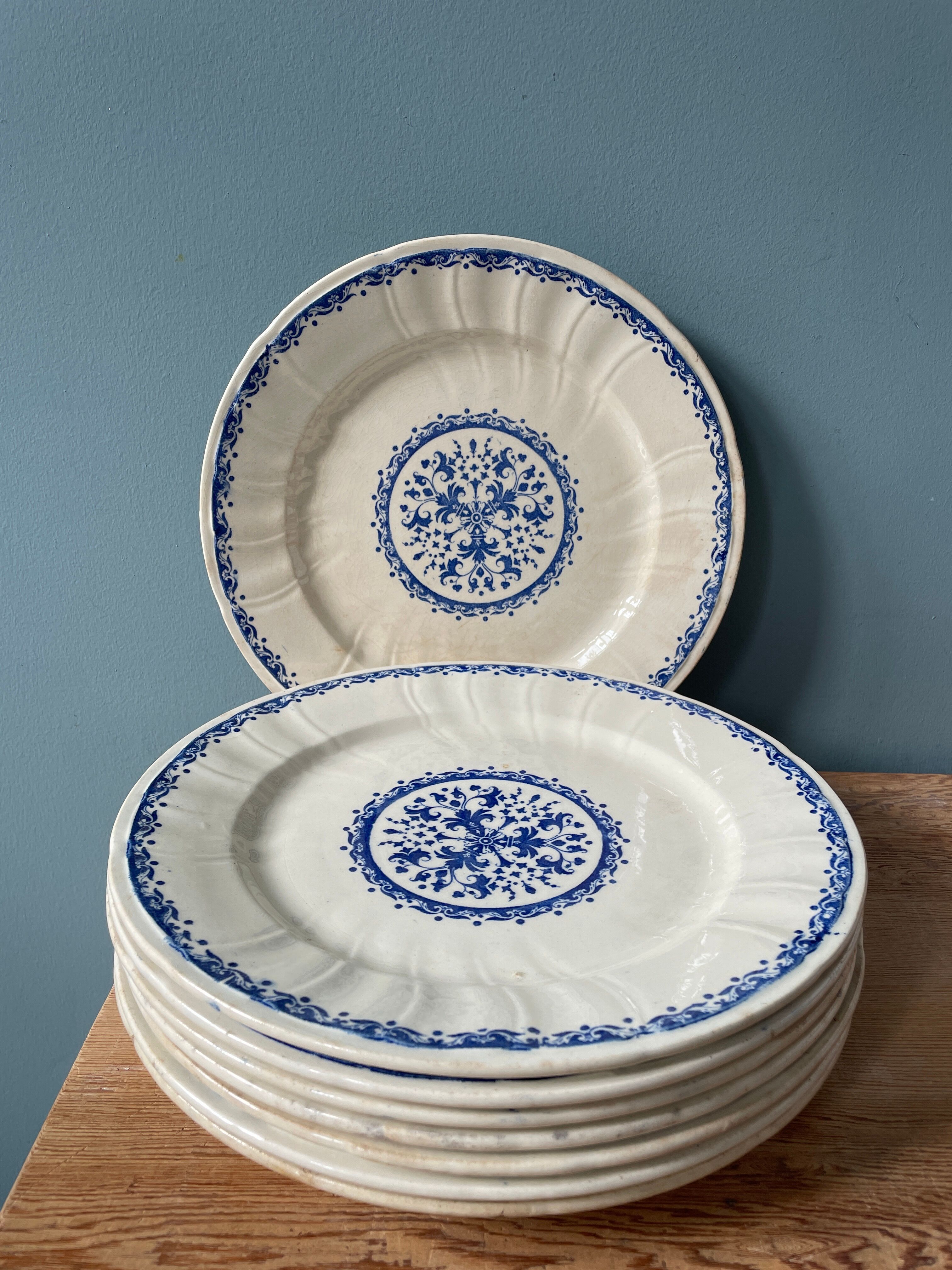 Set of 8 nineteenth century earthenware plates from Gien