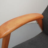 1950s armchair in anthracite velour, completly restored