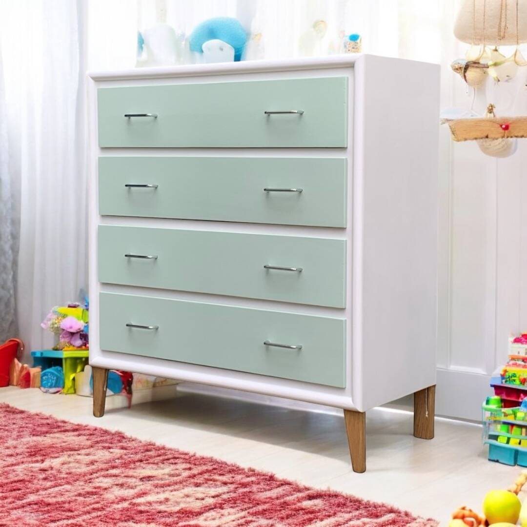 Vintage 1950s compass foot chest of drawers