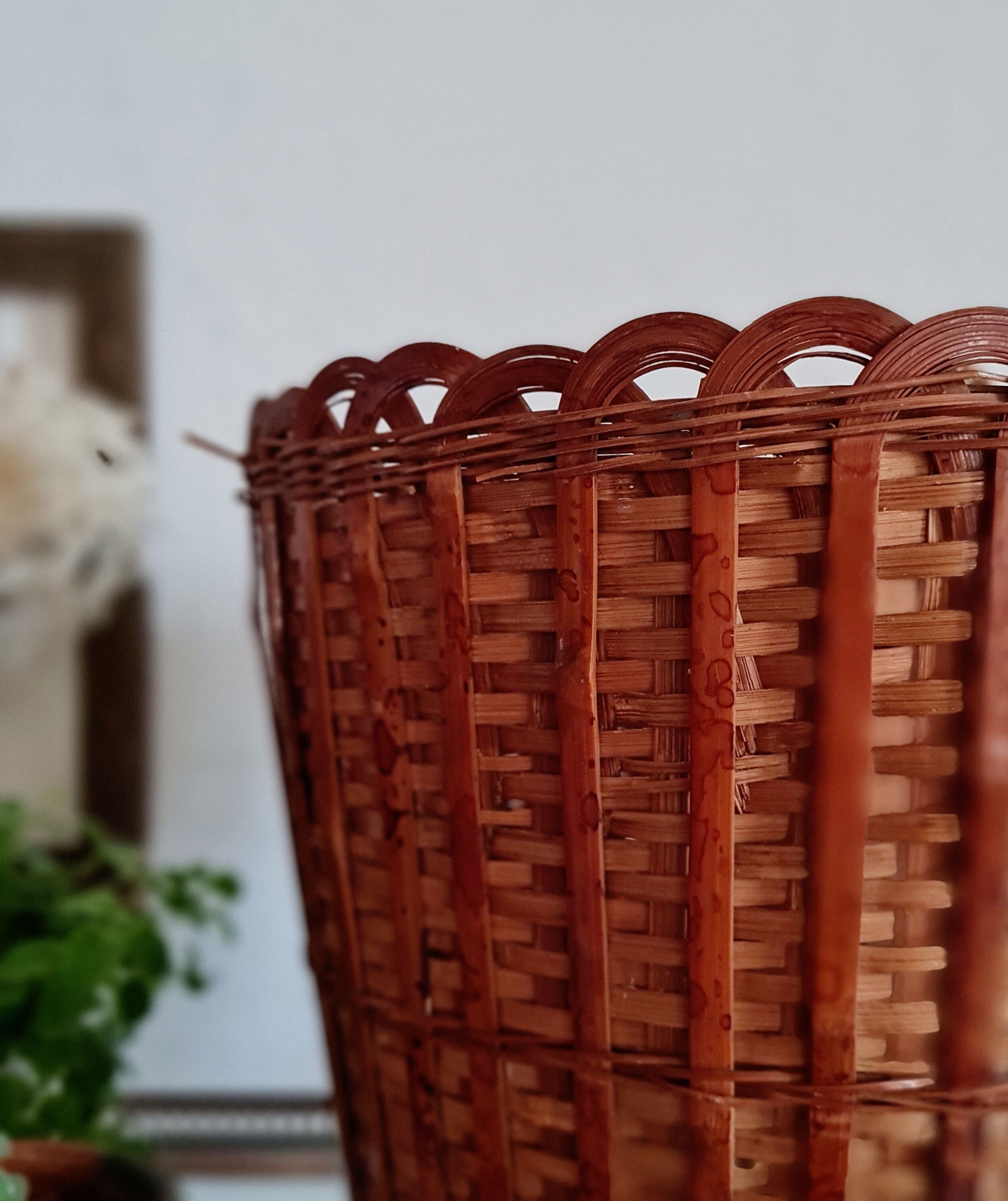 Vintage wicker basket pot cover
