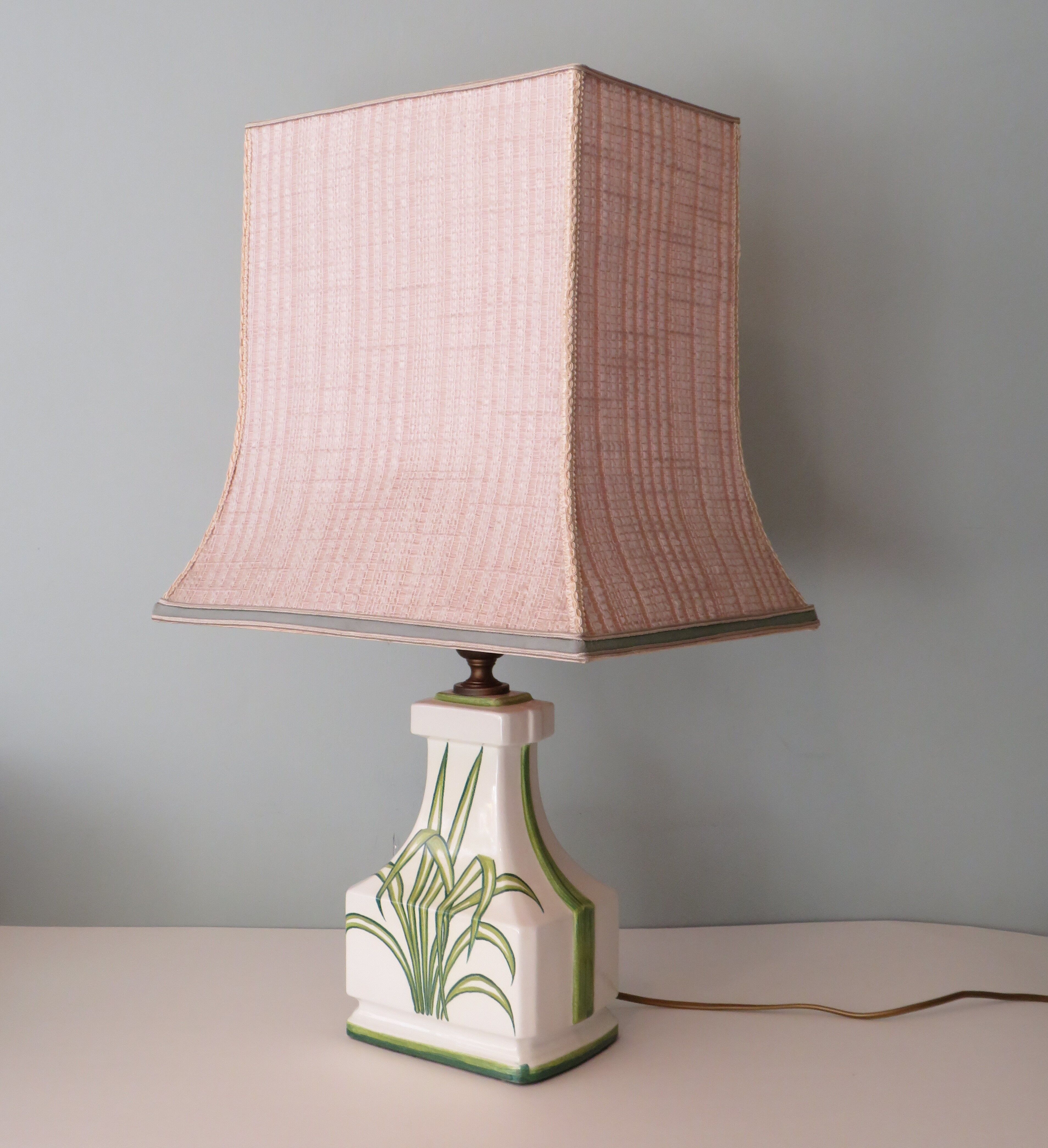 Large white ceramic table lamp from the 1970s