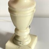Lampe marbre et tissu fuchsia vintage