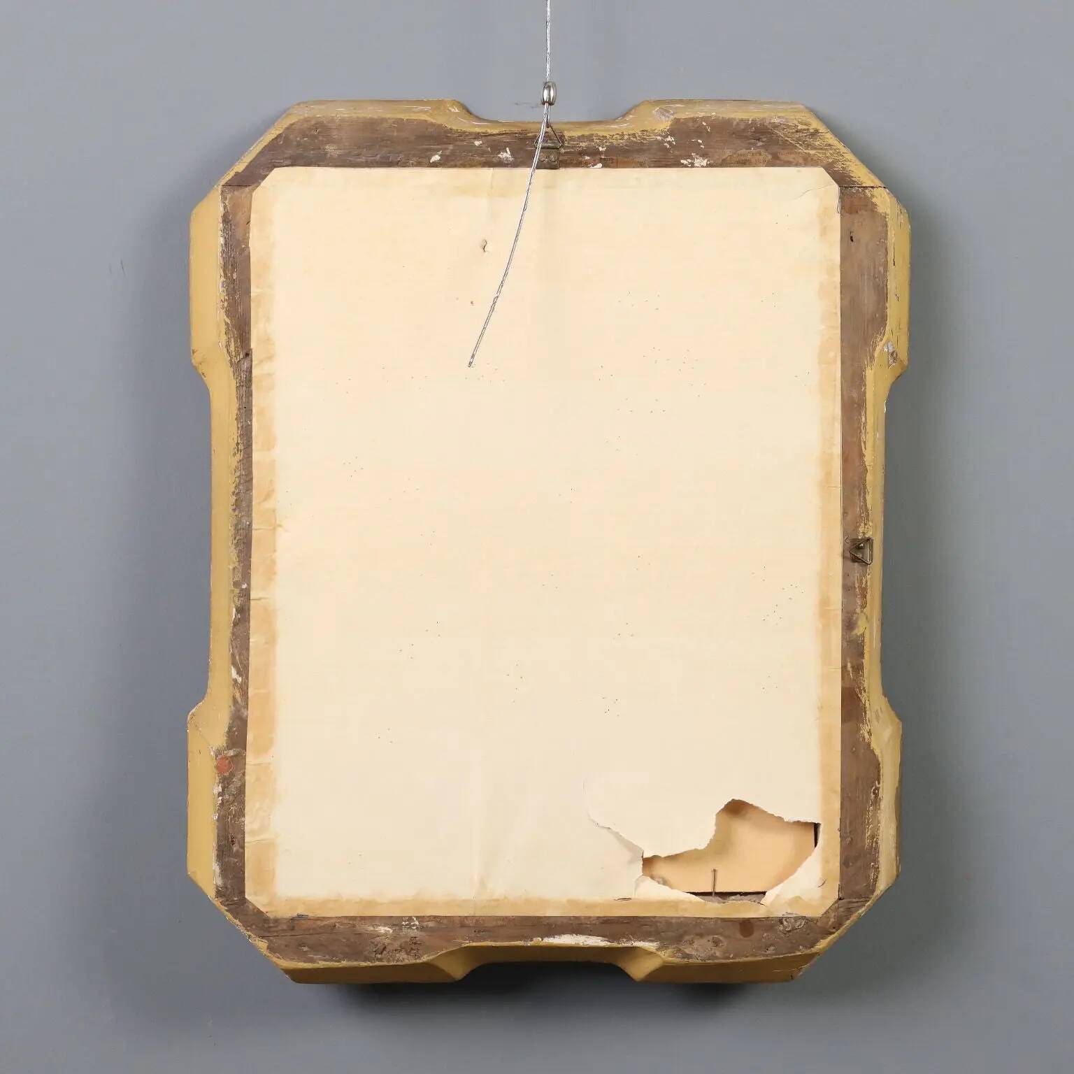 Antique cabaret mirror in gilded wood, Italy, mid-19th century.