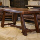 Brutalist table in elm by Aranjou 1950s