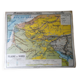 Ancienne carte scolaire : France, plaine du Nord Hatier Kaeppelin N°8.