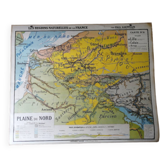 Ancienne carte scolaire : France, plaine du Nord Hatier Kaeppelin N°8.