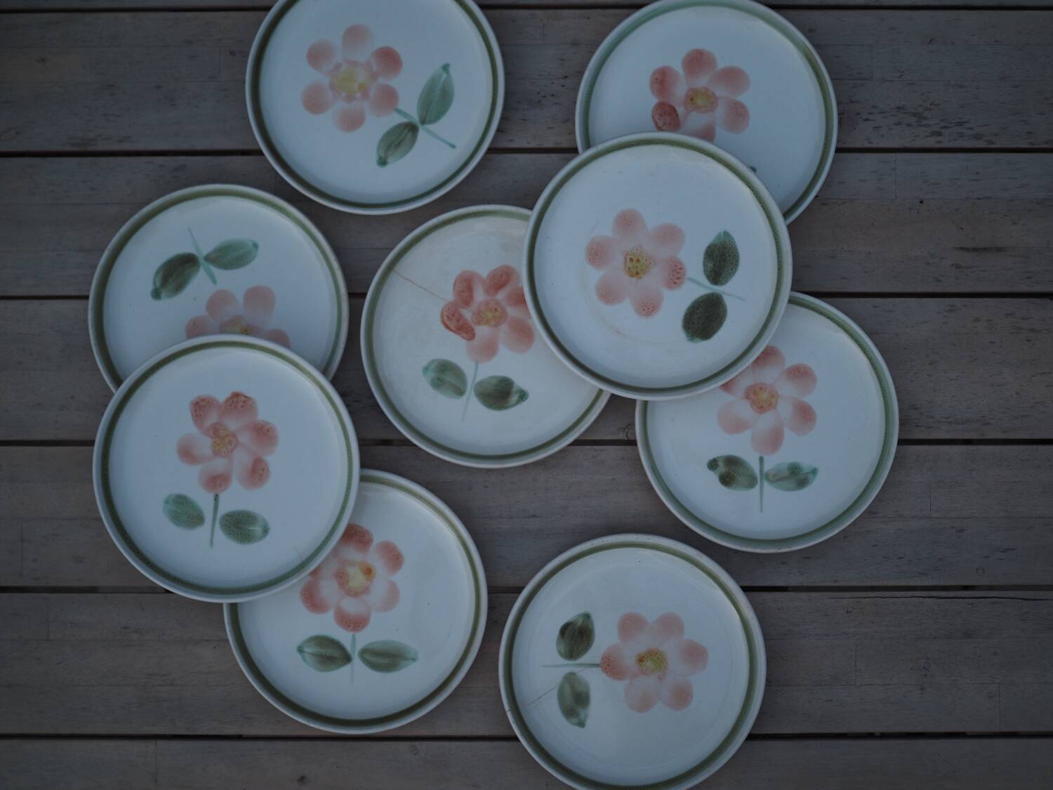 9 Sarreguemines plates, Régine model (Rare)