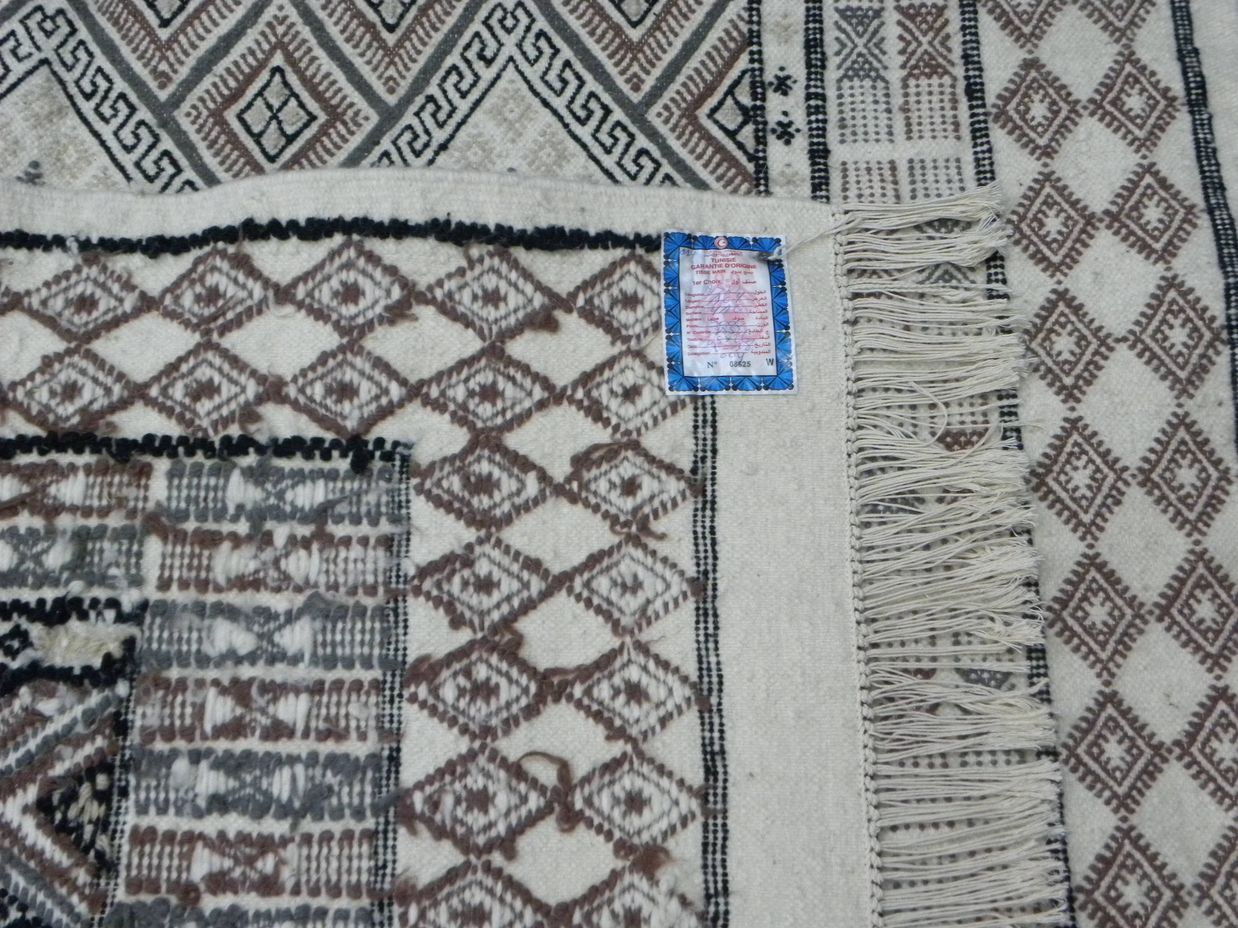 Authentic Traditional Tribal Berber Wool Rug with Geometric Pattern