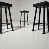 Set of 3 brutalist stools, Belgium, 1970.