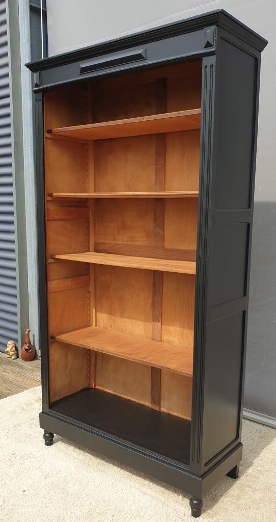 Open bookcase XIXth lacquered black